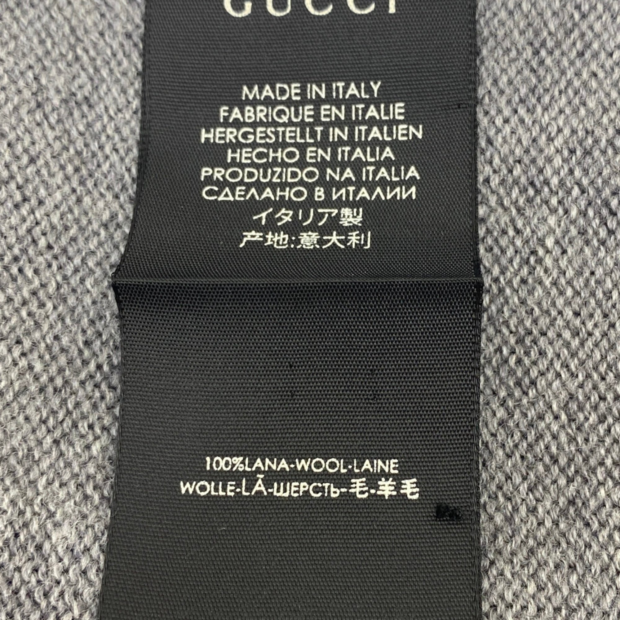 GUCCI Gucci Wool Scarf Grey White GG Stole Women Men