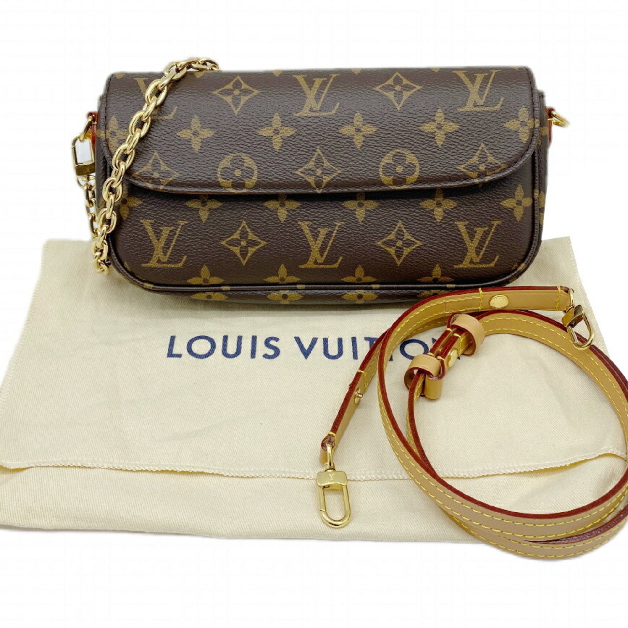 LOUIS VUITTON Louis Vuitton Monogram Wallet on Chain Ivy M81911 Brown Shoulder Women's Men's