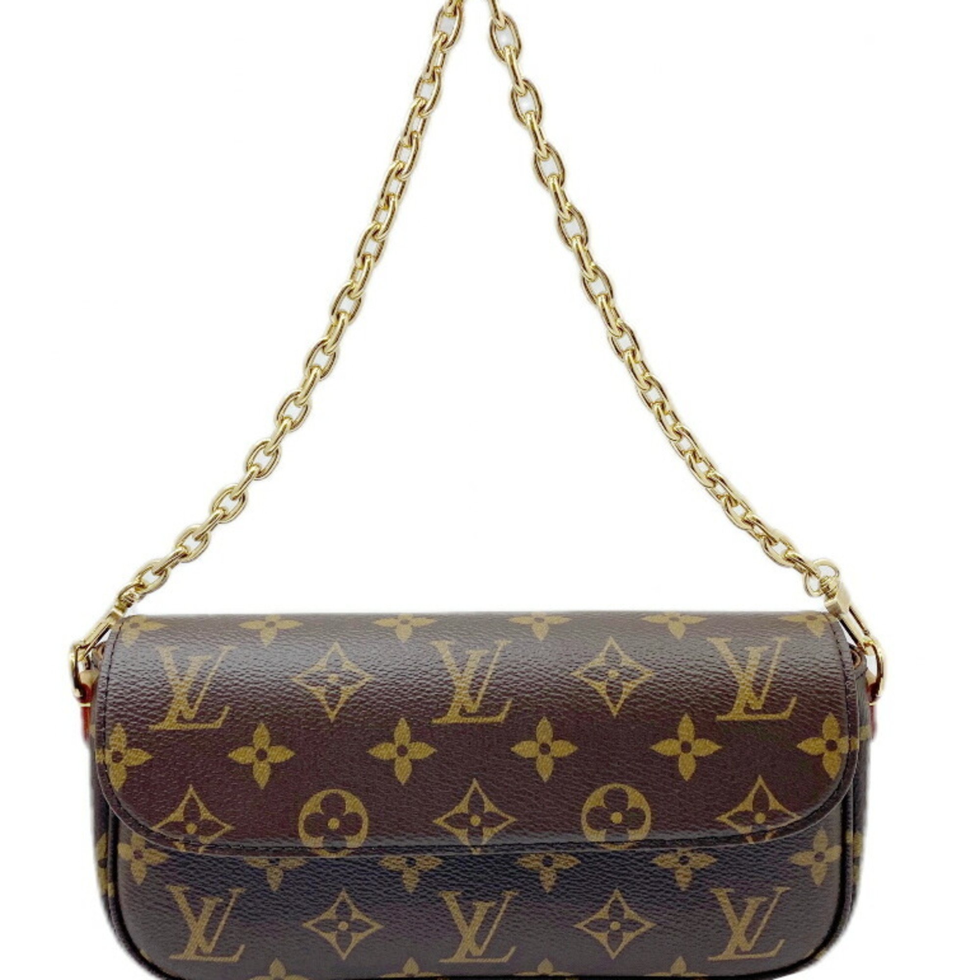 LOUIS VUITTON Louis Vuitton Monogram Wallet on Chain Ivy M81911 Brown Shoulder Women's Men's