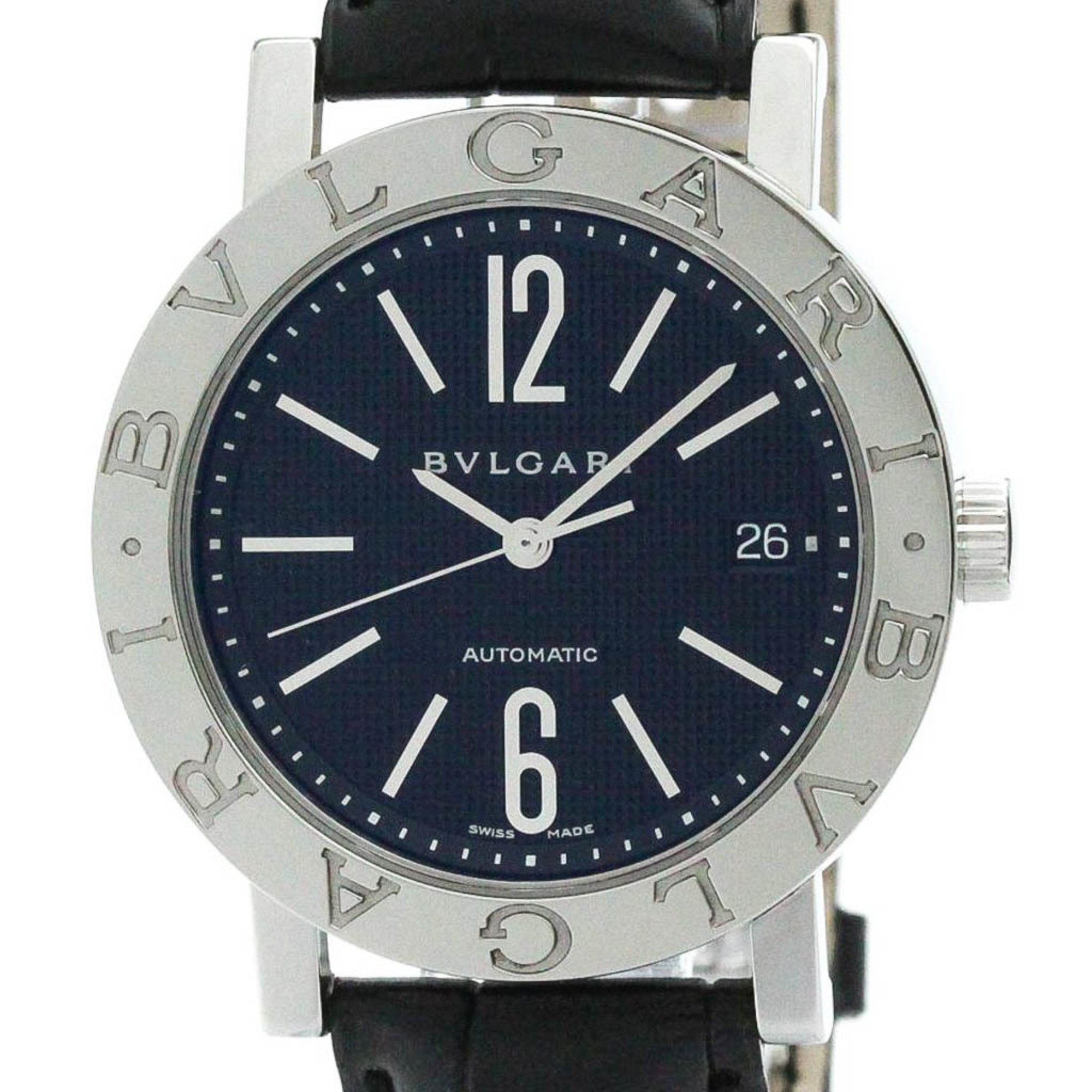 Polished BVLGARI BVLGARI-BVLGARI Steel Automatic Mens Watch BB38SL AUTO BF577497