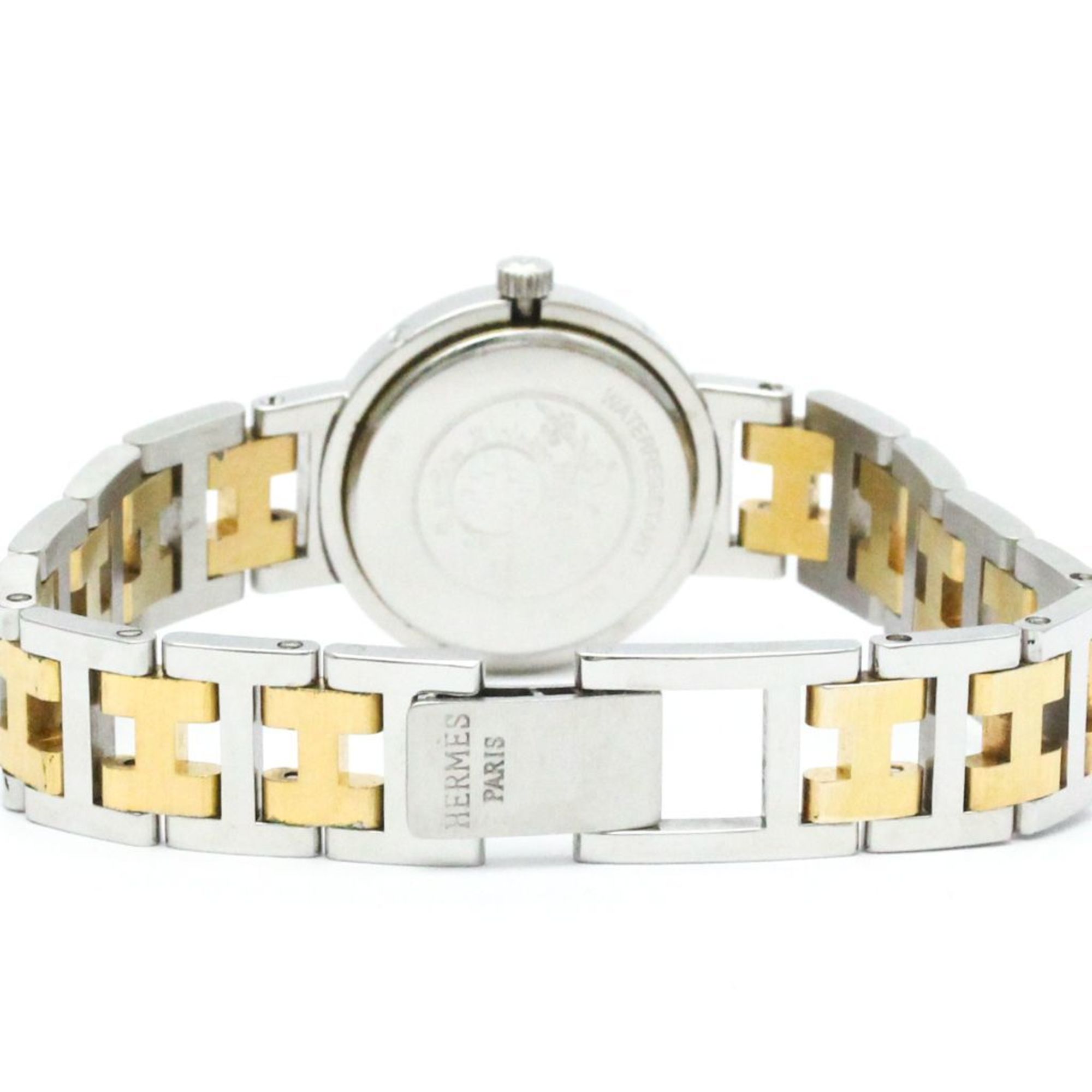 Polished HERMES Clipper Gold Plated Steel Quartz Ladies Watch BF577472