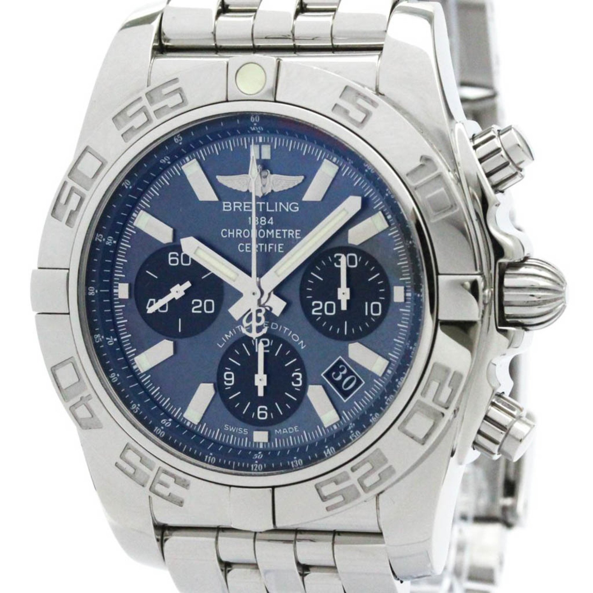 Polished BREITLING Chronomat 44 Japan LTD MOP Steel Mens Watch AB0111 BF577469