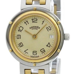 Polished HERMES Clipper Gold Plated Stainless Steel Quartz Ladies Watch BF577509