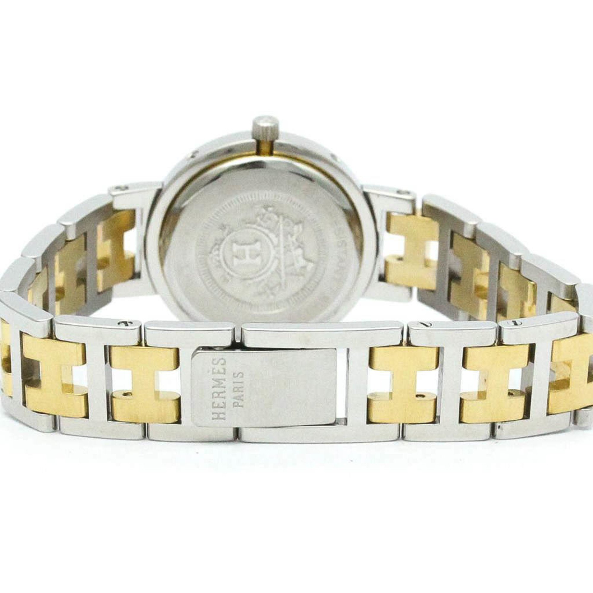 Polished HERMES Clipper Gold Plated Stainless Steel Quartz Ladies Watch BF577509