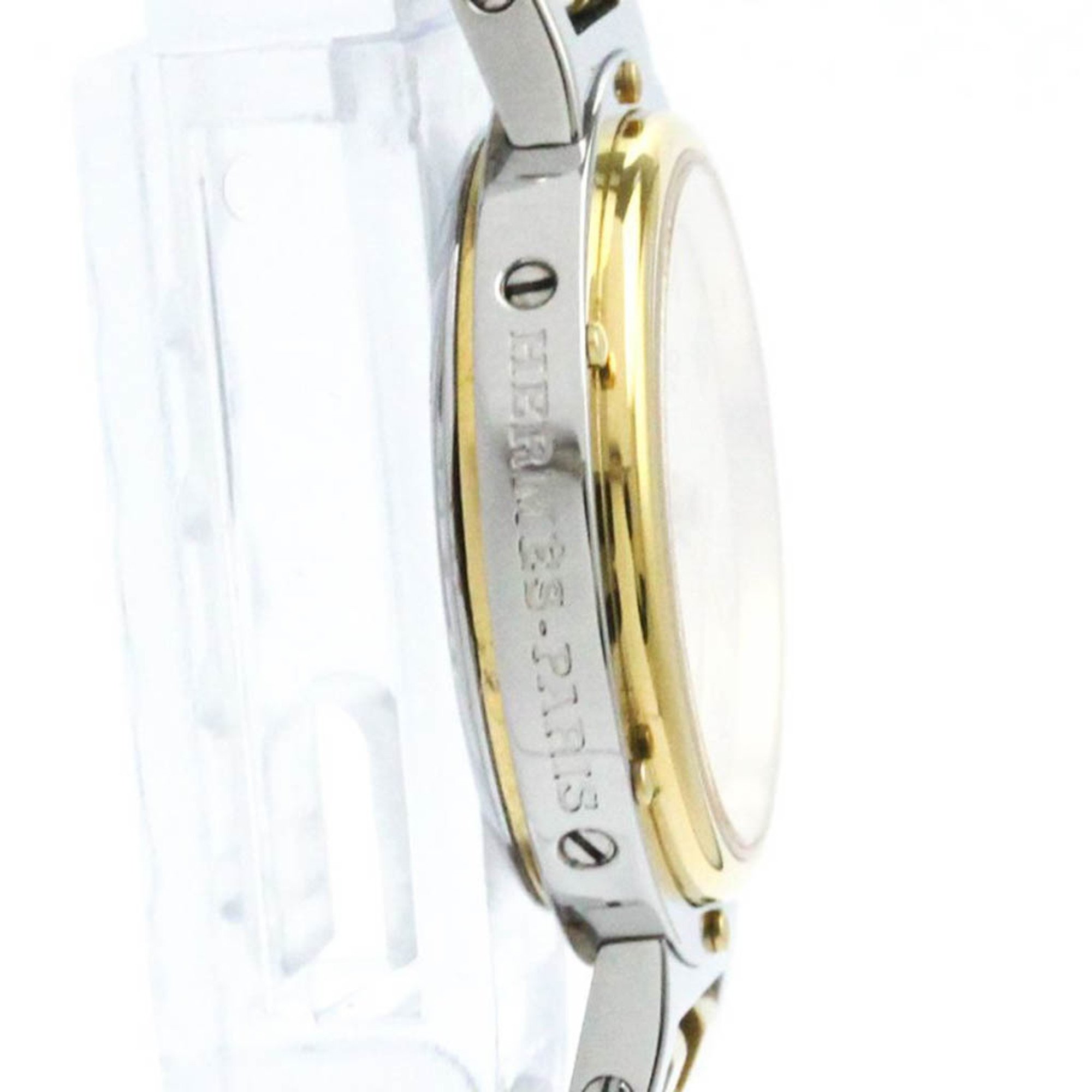 Polished HERMES Clipper Gold Plated Stainless Steel Quartz Ladies Watch BF577509