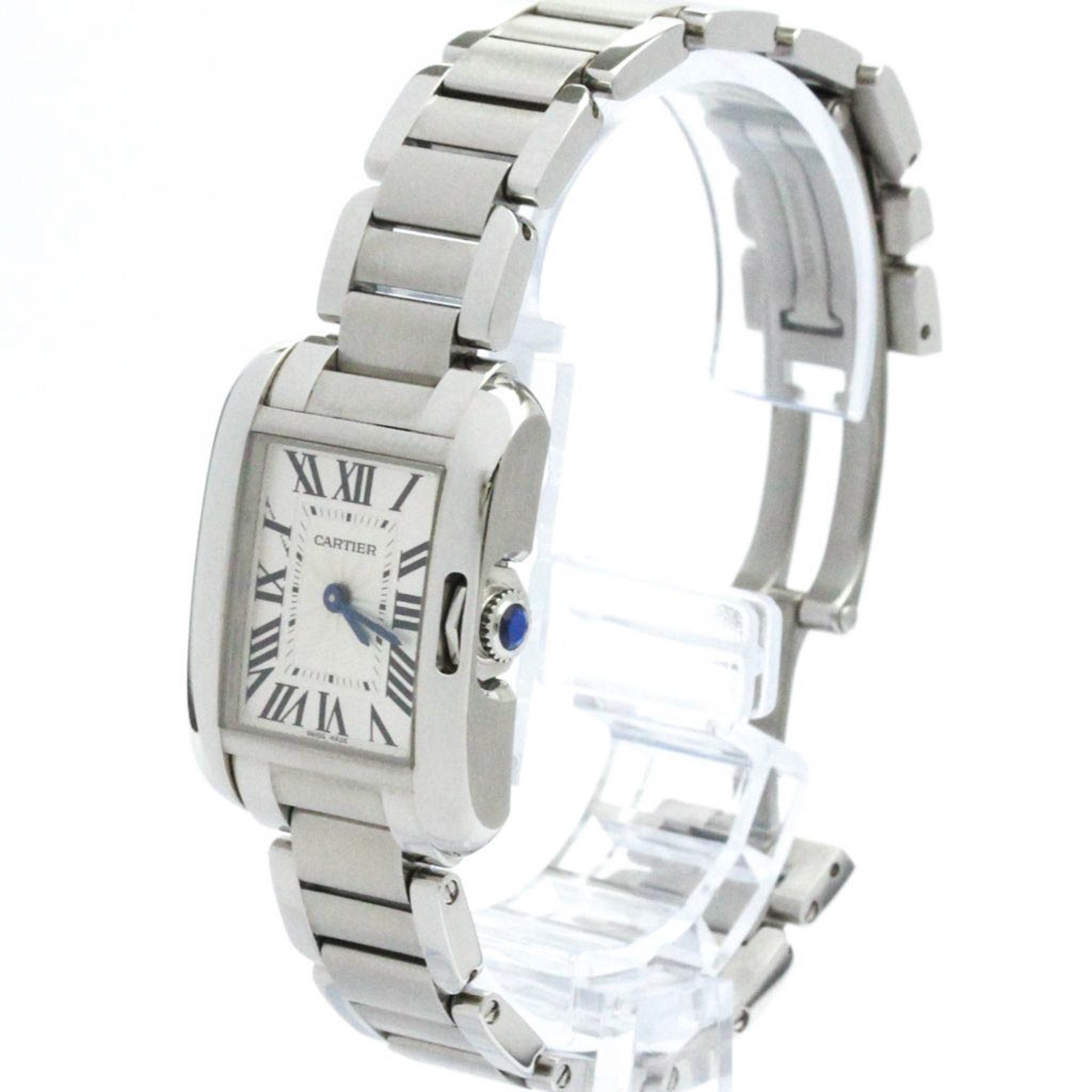 Polished CARTIER Tank Anglaise SM Stainless Steel Quartz Watch W5310022 BF577470