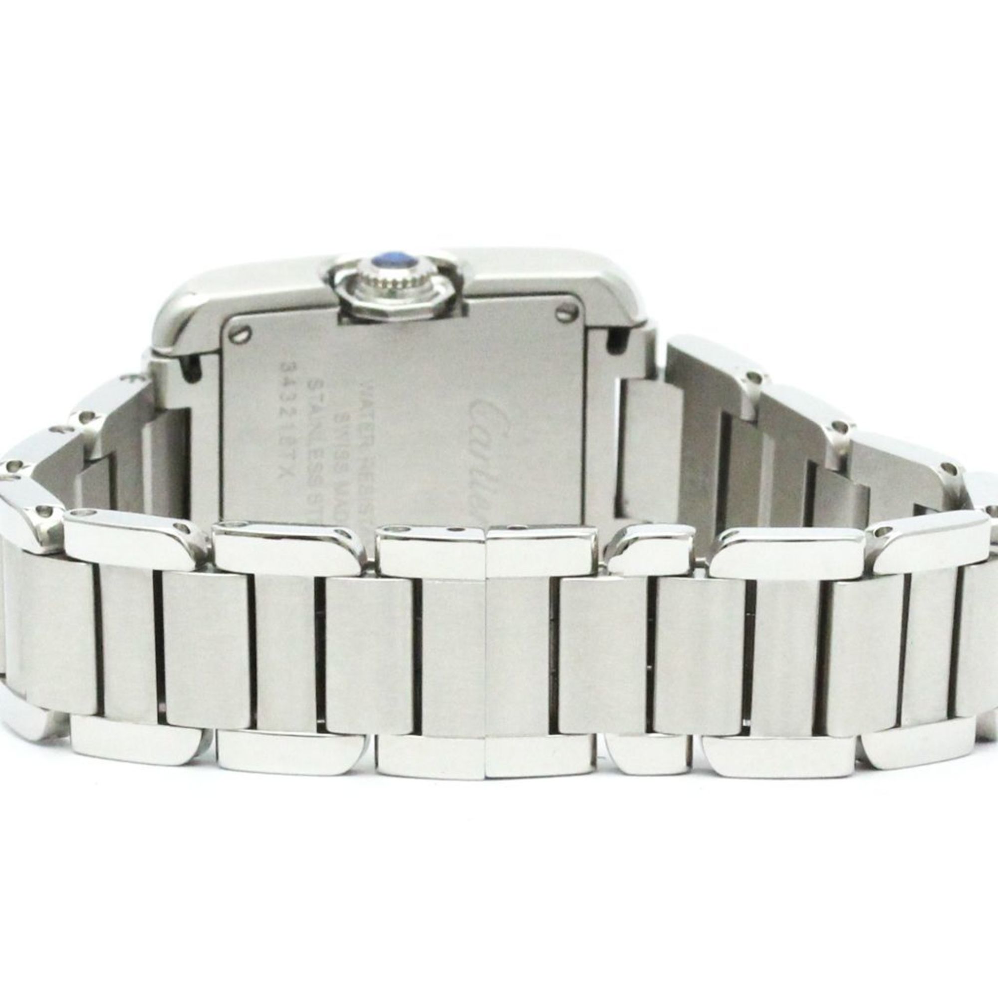 Polished CARTIER Tank Anglaise SM Stainless Steel Quartz Watch W5310022 BF577470