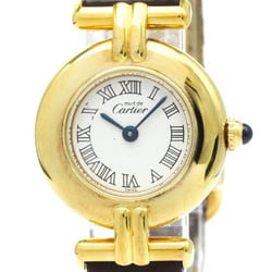 CARTIER Must Colisee Gold Plated Leather Quartz Ladies Watch W1011554 BF577490