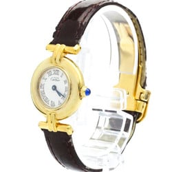 CARTIER Must Colisee Gold Plated Leather Quartz Ladies Watch W1011554 BF577490