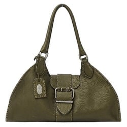 FENDI Women's Tote Bag Handbag Leather Selleria Green Khaki 8BR457