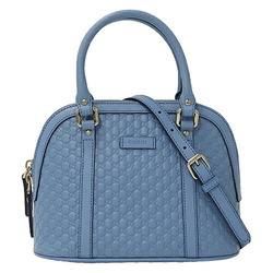 GUCCI Bag Women's Handbag Shoulder 2way Micro GG Shima Leather Light Blue