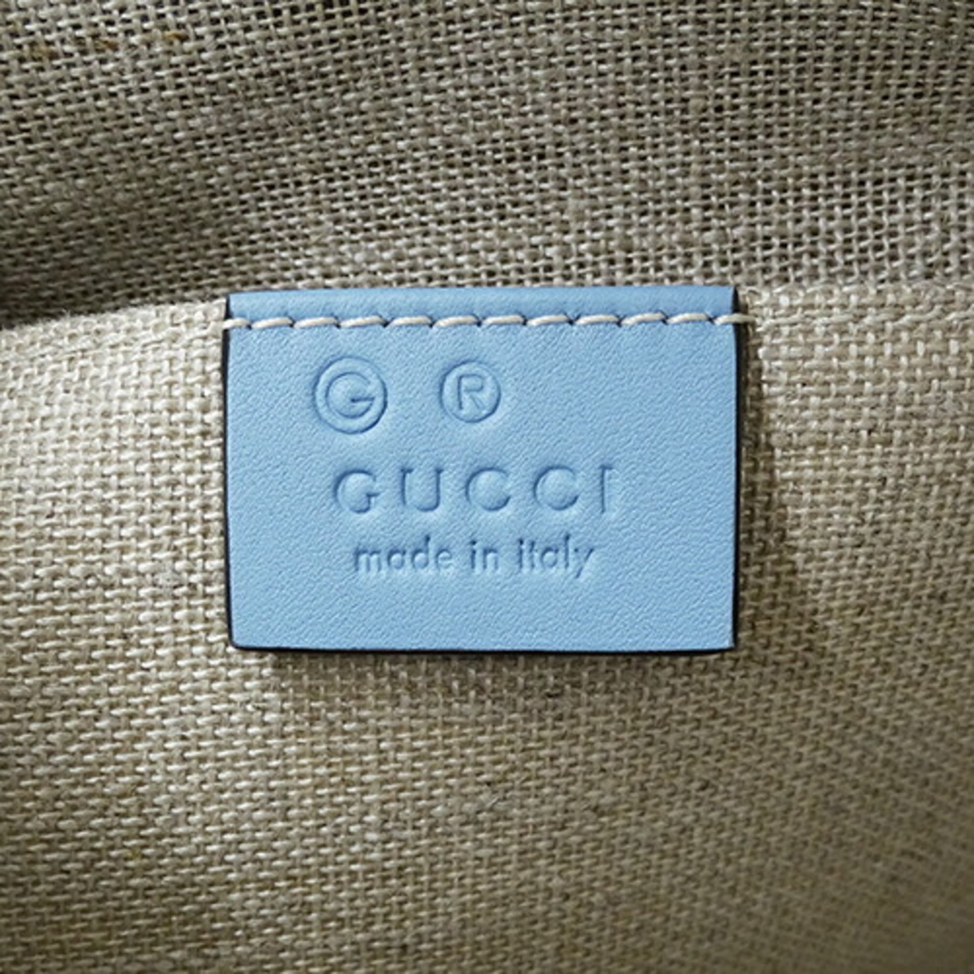 GUCCI Bag Women's Handbag Shoulder 2way Micro GG Shima Leather Light Blue