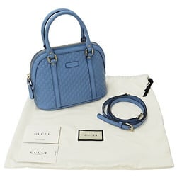 GUCCI Bag Women's Handbag Shoulder 2way Micro GG Shima Leather Light Blue