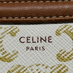 CELINE Women's Triomphe Shoulder Bag Clutch White Tan 10E382CBX.01TA