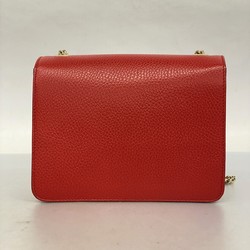 Gucci Shoulder Bag Interlocking G 510304 Leather Red Champagne Women's