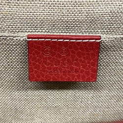 Gucci Shoulder Bag Interlocking G 510304 Leather Red Champagne Women's