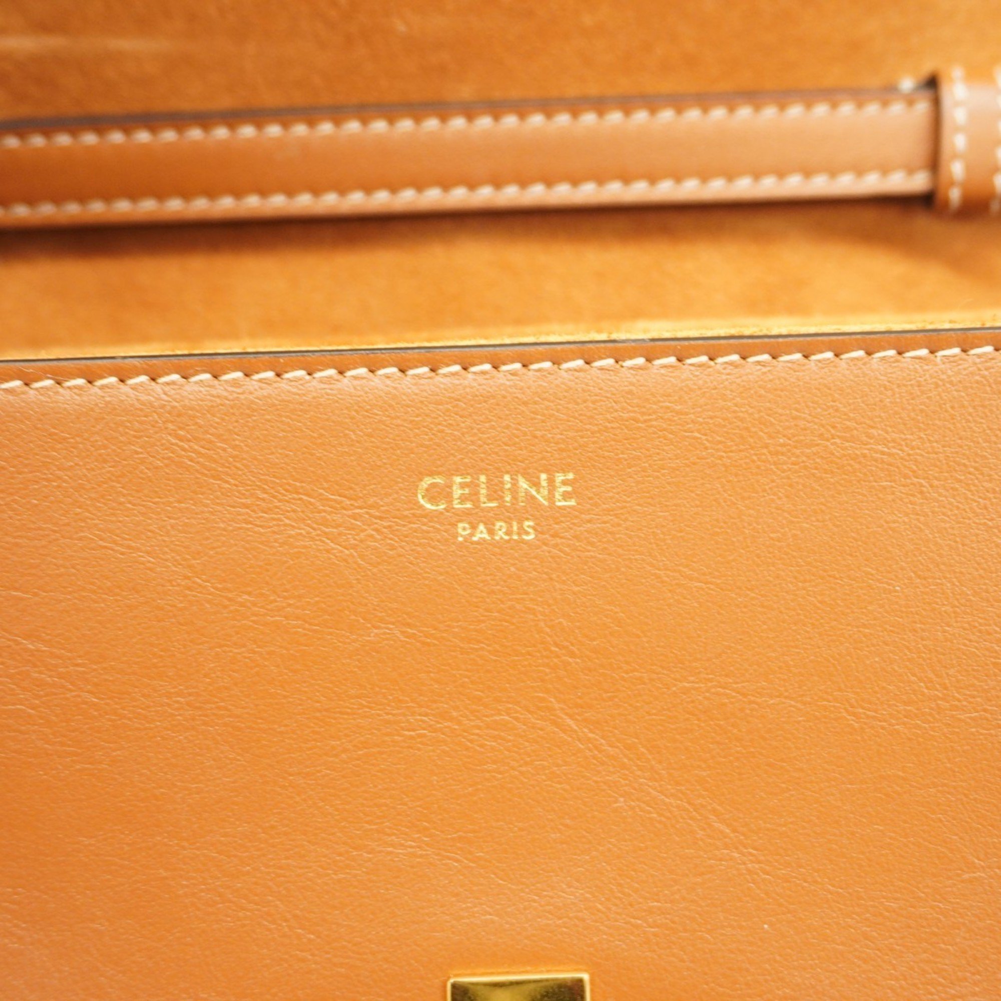 Celine Shoulder Bag Leather Brown Women's