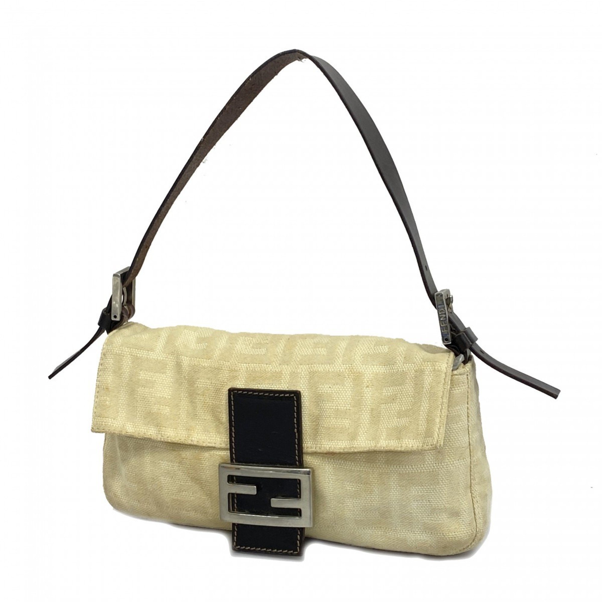 Fendi Handbag Zucca Mamma Bucket Canvas Beige Women's