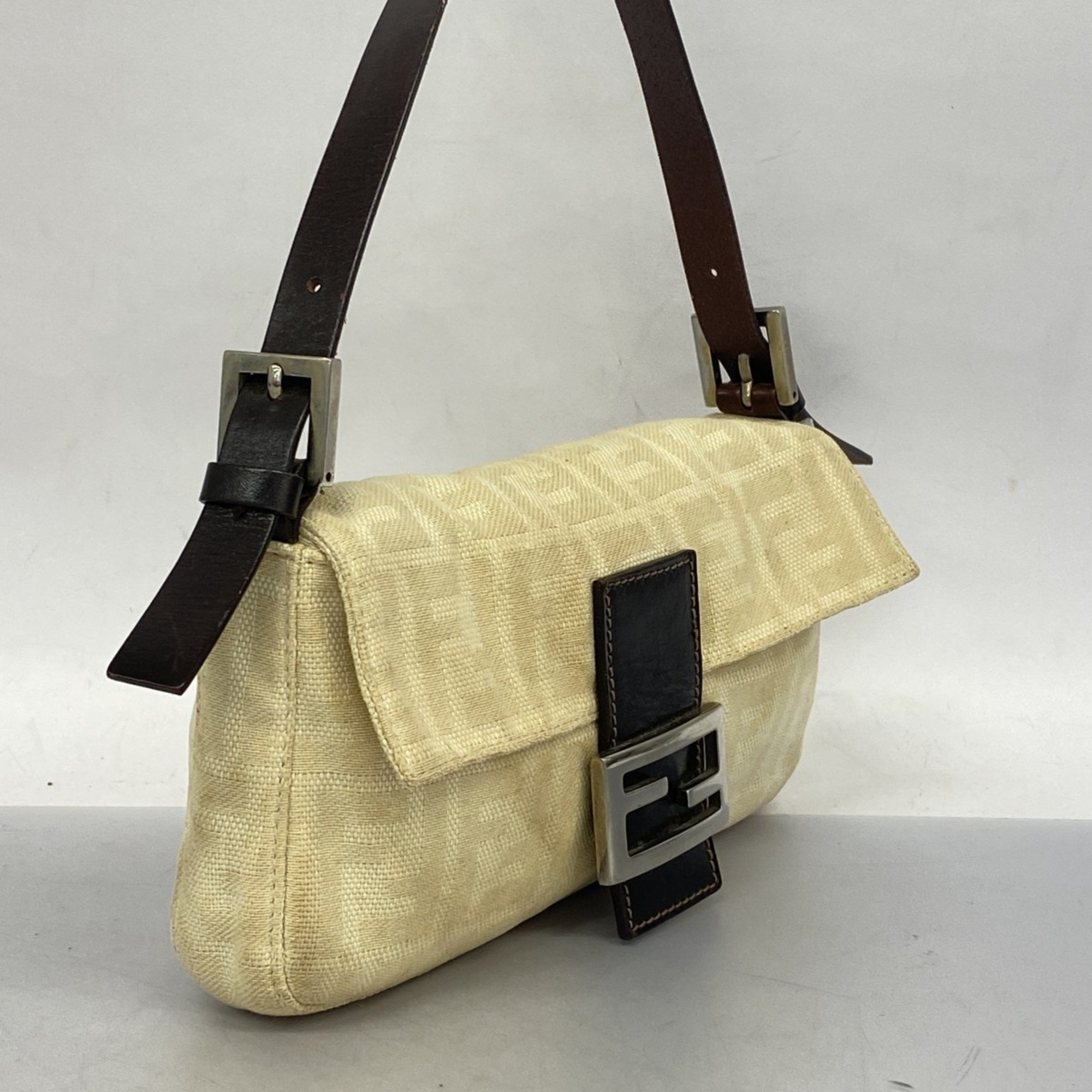 Fendi Handbag Zucca Mamma Bucket Canvas Beige Women's