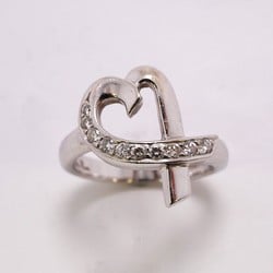 Tiffany Ring Loving Heart Diamond K18WG White Gold Size 9 Ladies