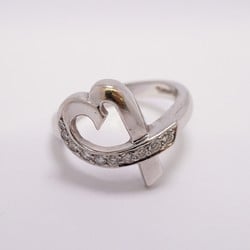 Tiffany Ring Loving Heart Diamond K18WG White Gold Size 9 Ladies