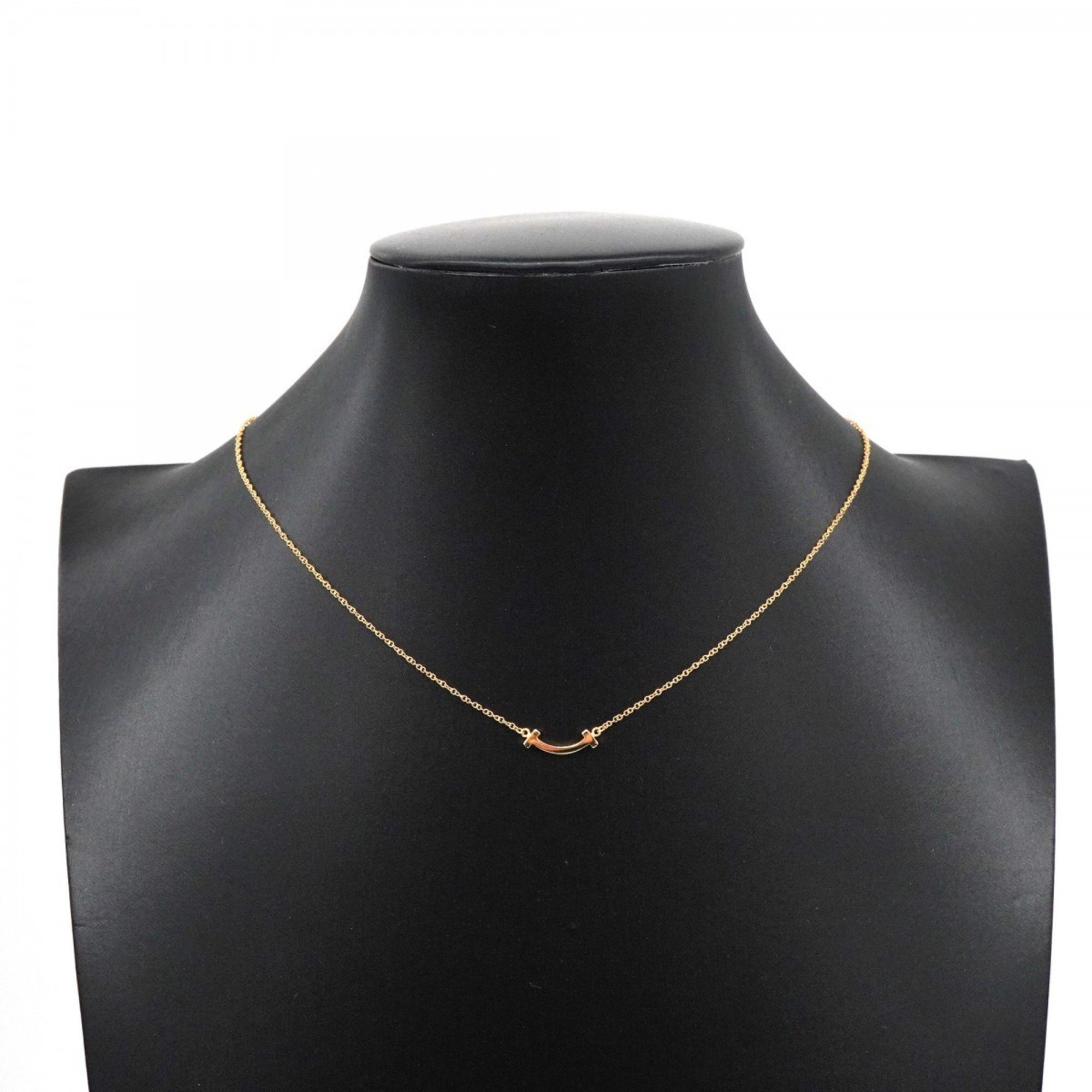 Tiffany Necklace T Smile K18YG Yellow Gold Ladies