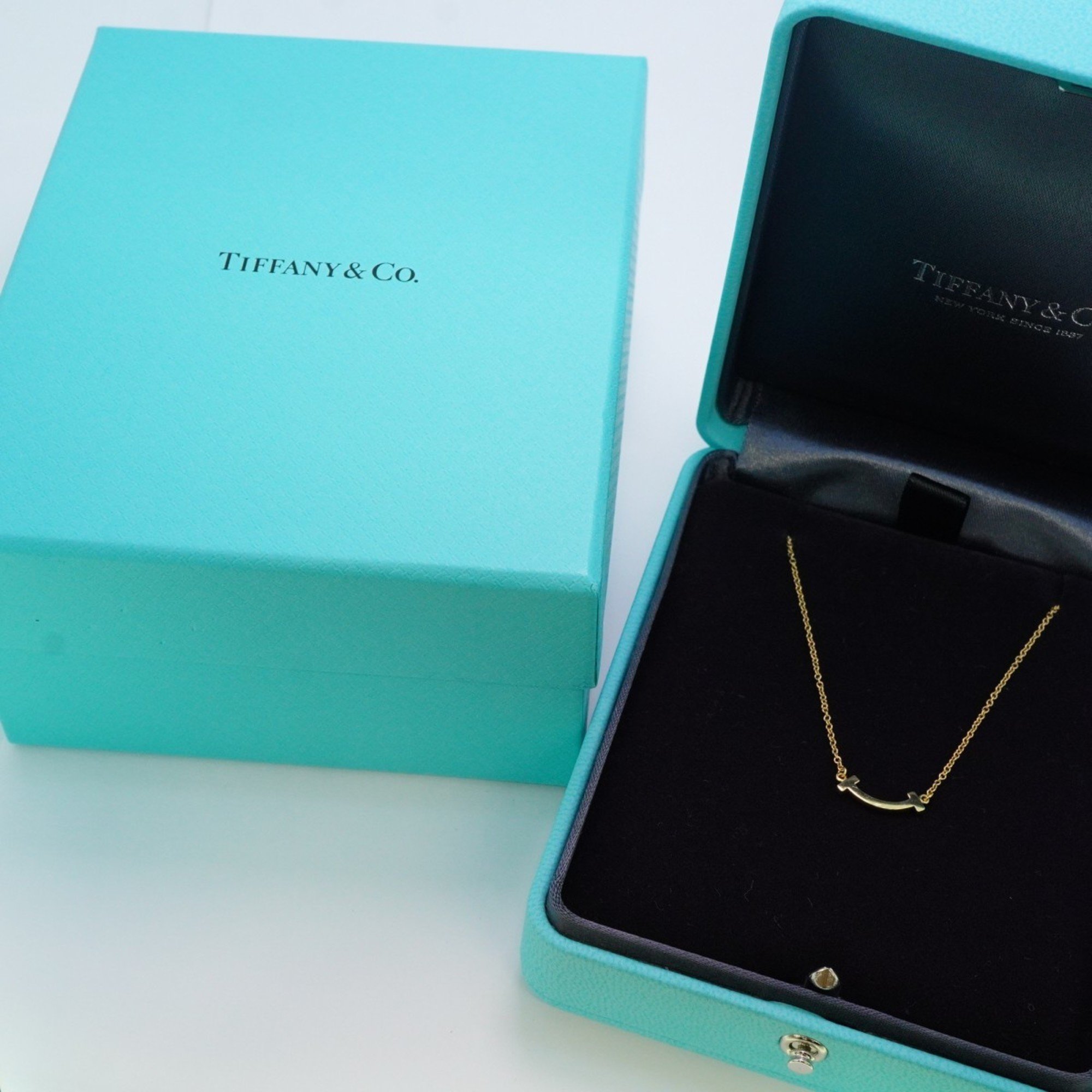 Tiffany Necklace T Smile K18YG Yellow Gold Ladies