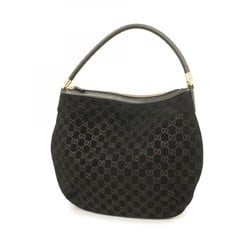 Gucci Shoulder Bag 161718 Suede Black Champagne Ladies