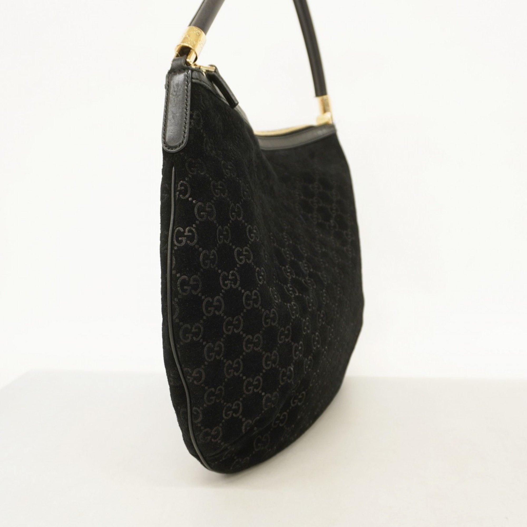 Gucci Shoulder Bag 161718 Suede Black Champagne Ladies