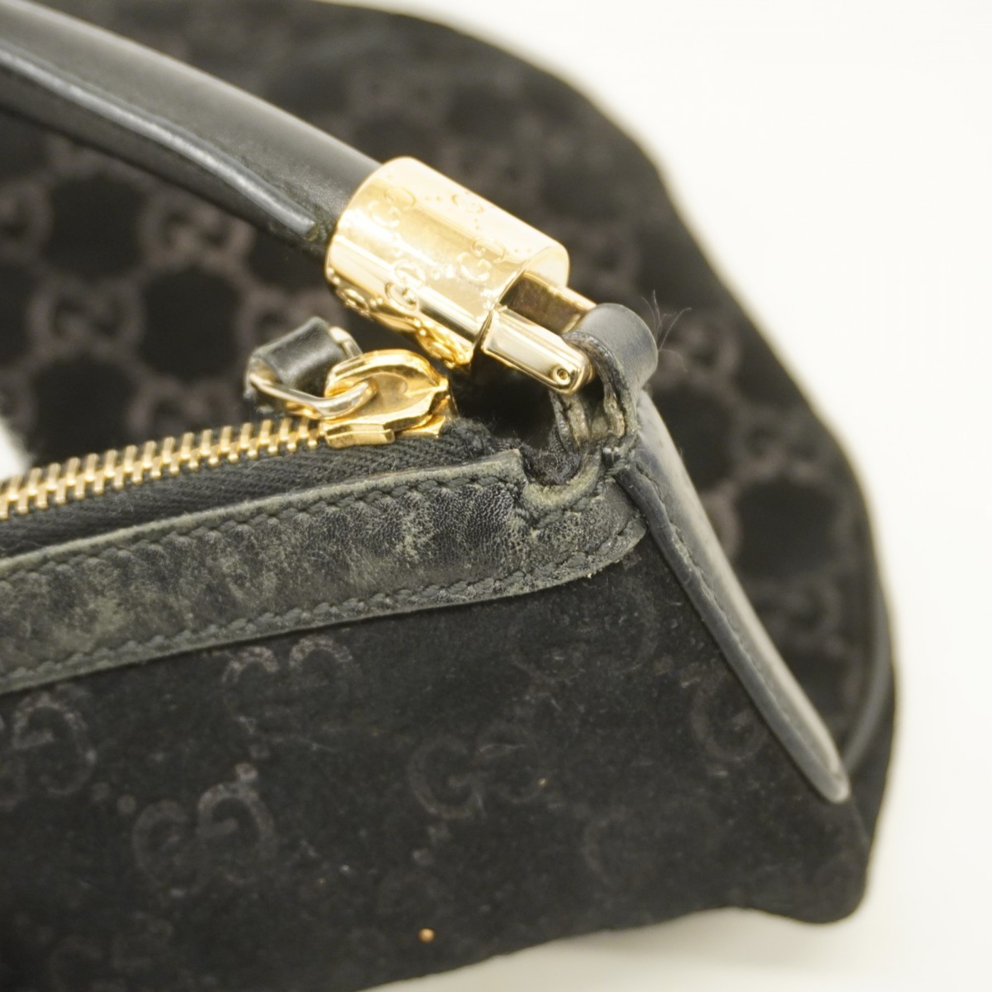 Gucci Shoulder Bag 161718 Suede Black Champagne Ladies