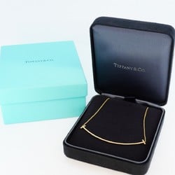 Tiffany Necklace T Smile Diamond K18YG Yellow Gold Large Ladies