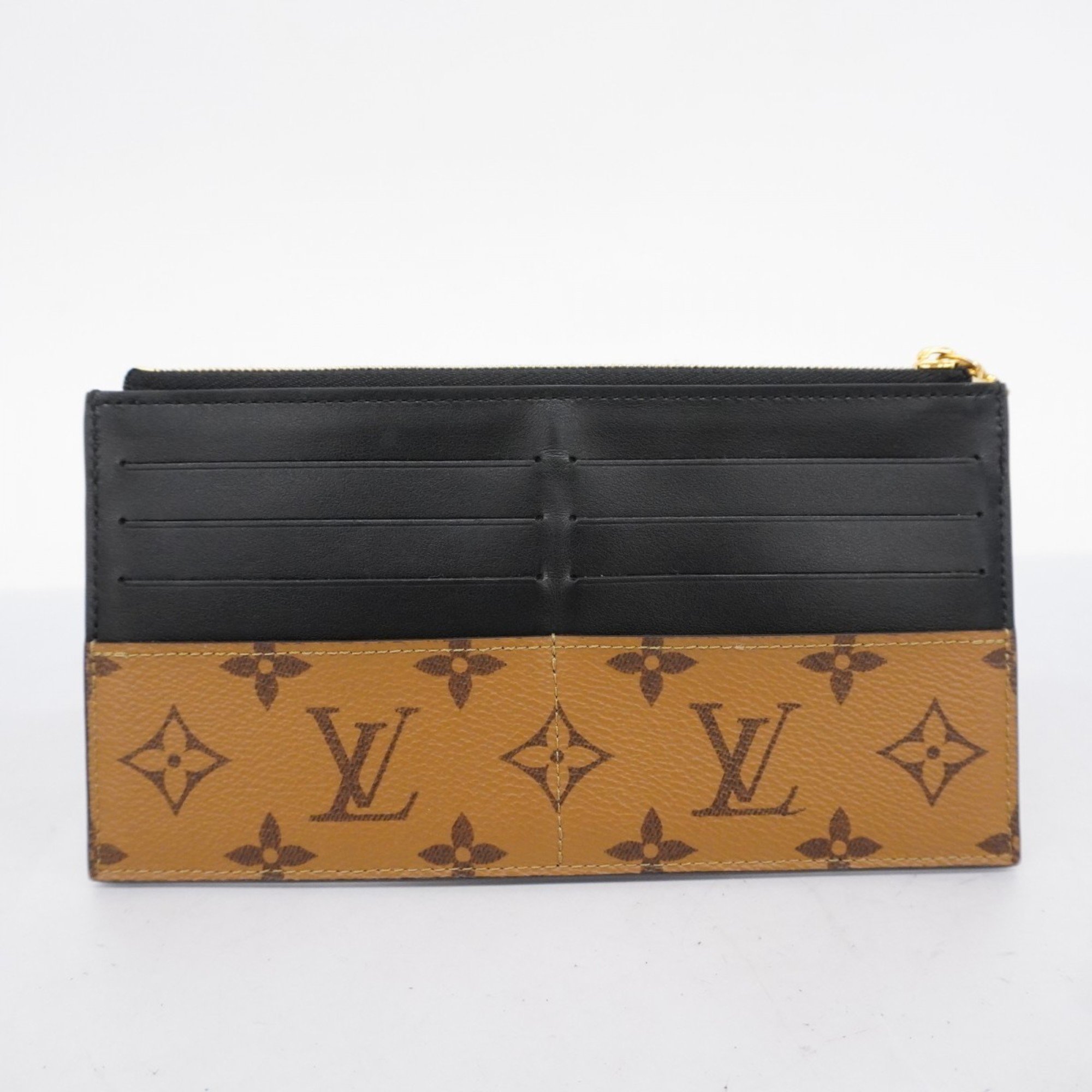 Louis Vuitton Long Wallet Monogram Reverse Purse M80390 Brown Black Ladies