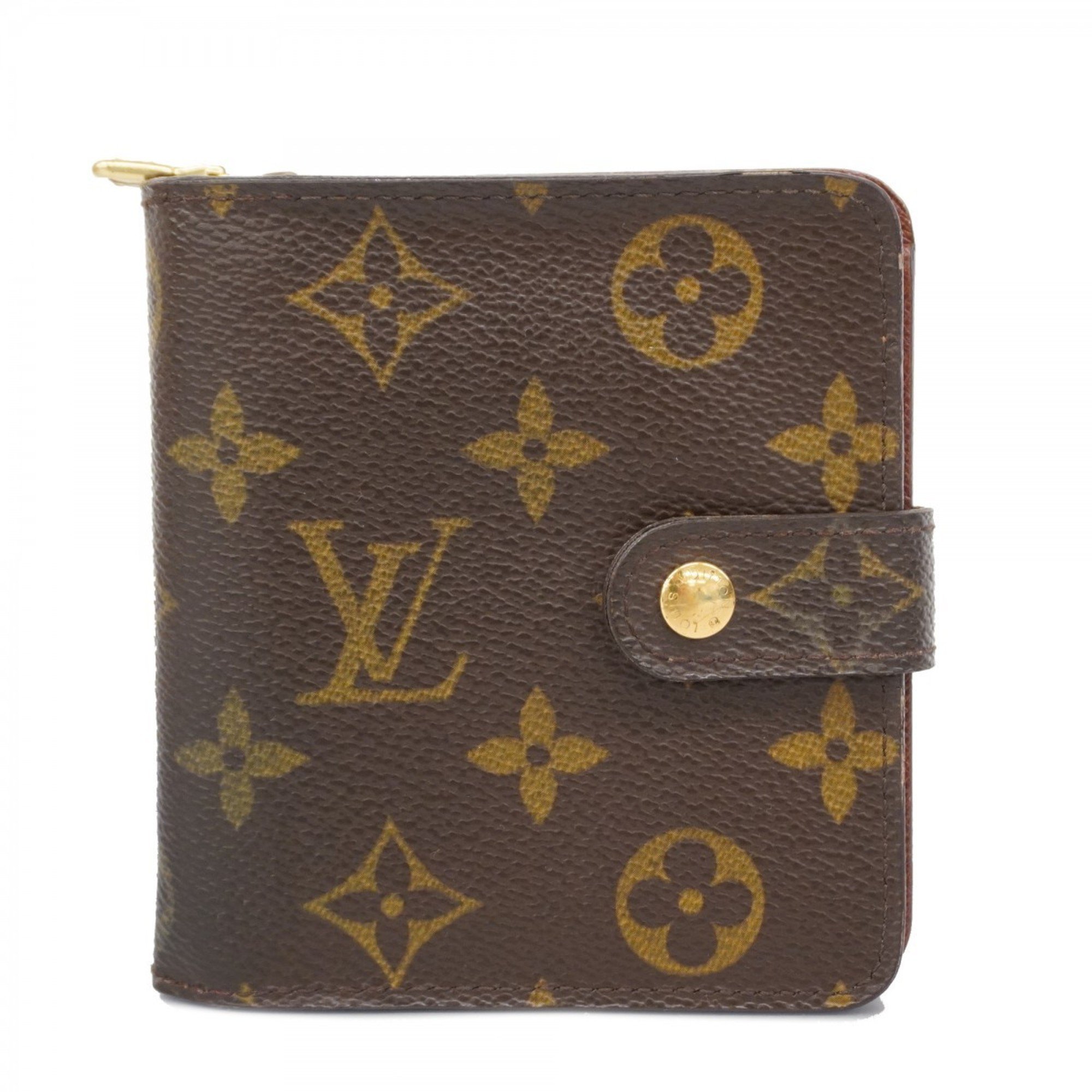 Louis Vuitton Wallet Monogram Compact Zip M61667 Brown Women's