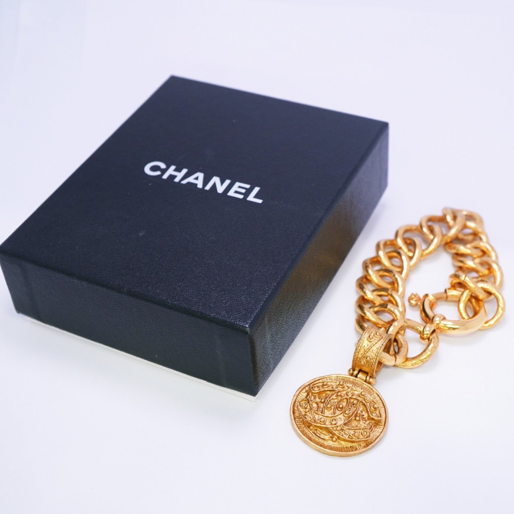 Chanel Bracelet Coco Mark Circle GP Plated Gold Ladies