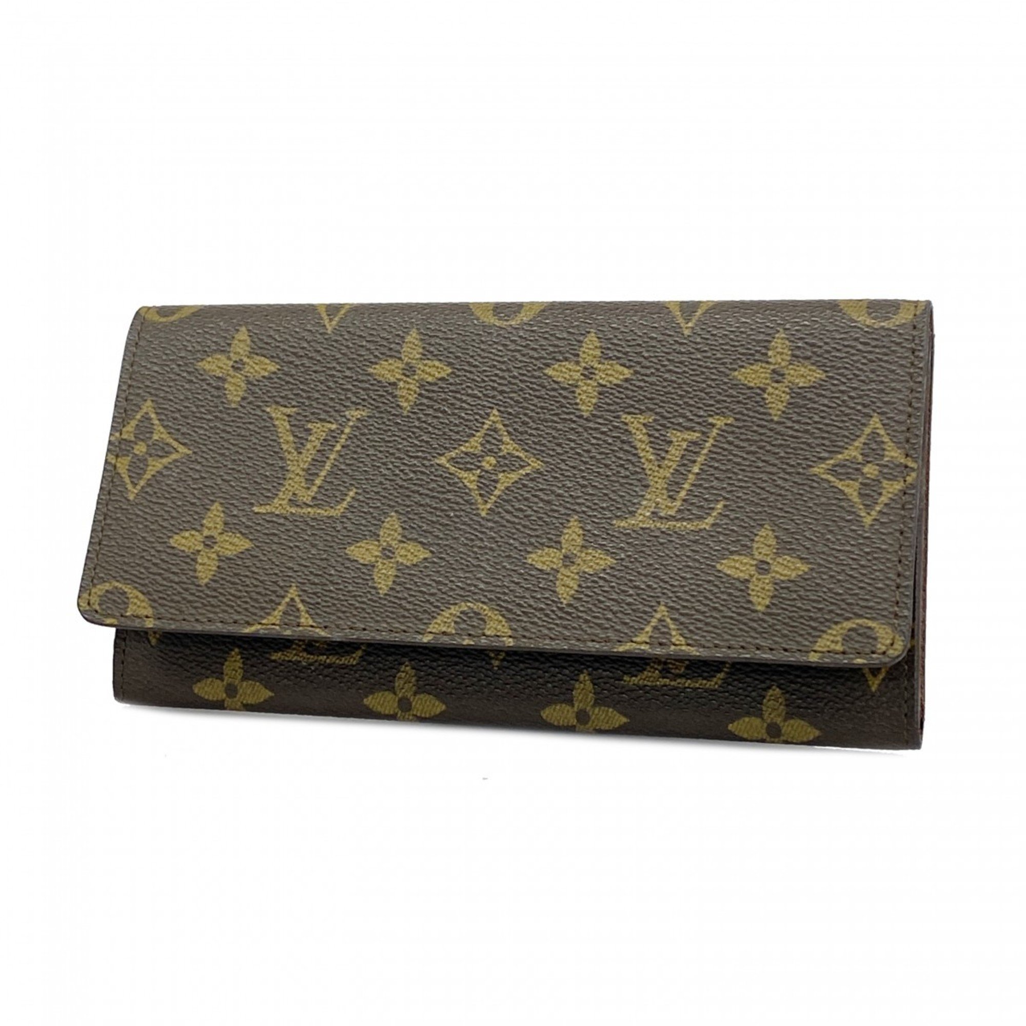 Louis Vuitton Long Wallet Monogram Portefeuille Yen M61818 Brown Men's Women's