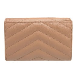 Yves Saint Laurent Saint Laurent Paris 414404 Cassandra Leather Pink Beige Card Case Wallet 0859SAINT LAURENT PARIS