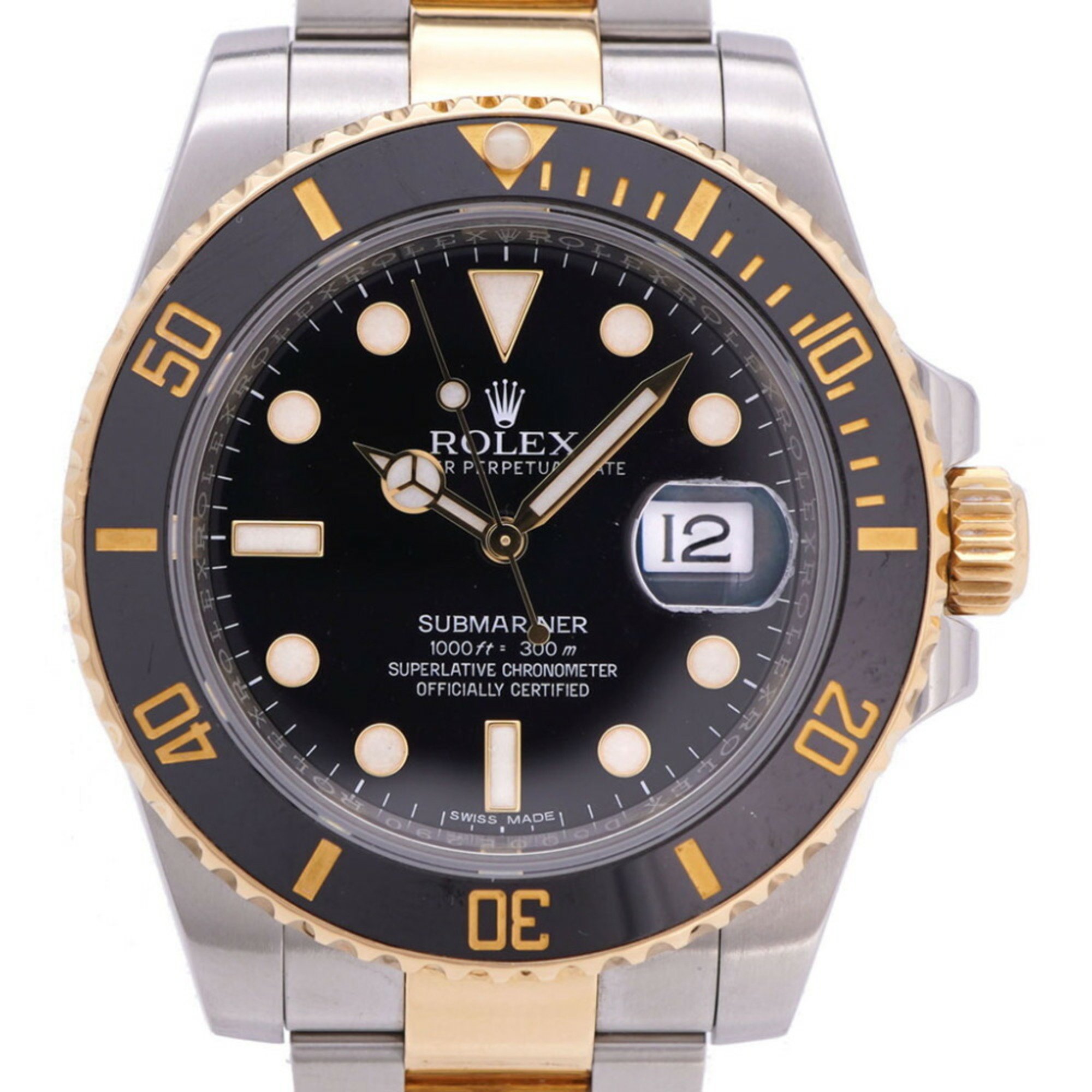 Rolex Submariner Date 116613LN K18YG/SS Automatic Watch Yellow Gold/Stainless Steel Black 1654ROLEX Men's