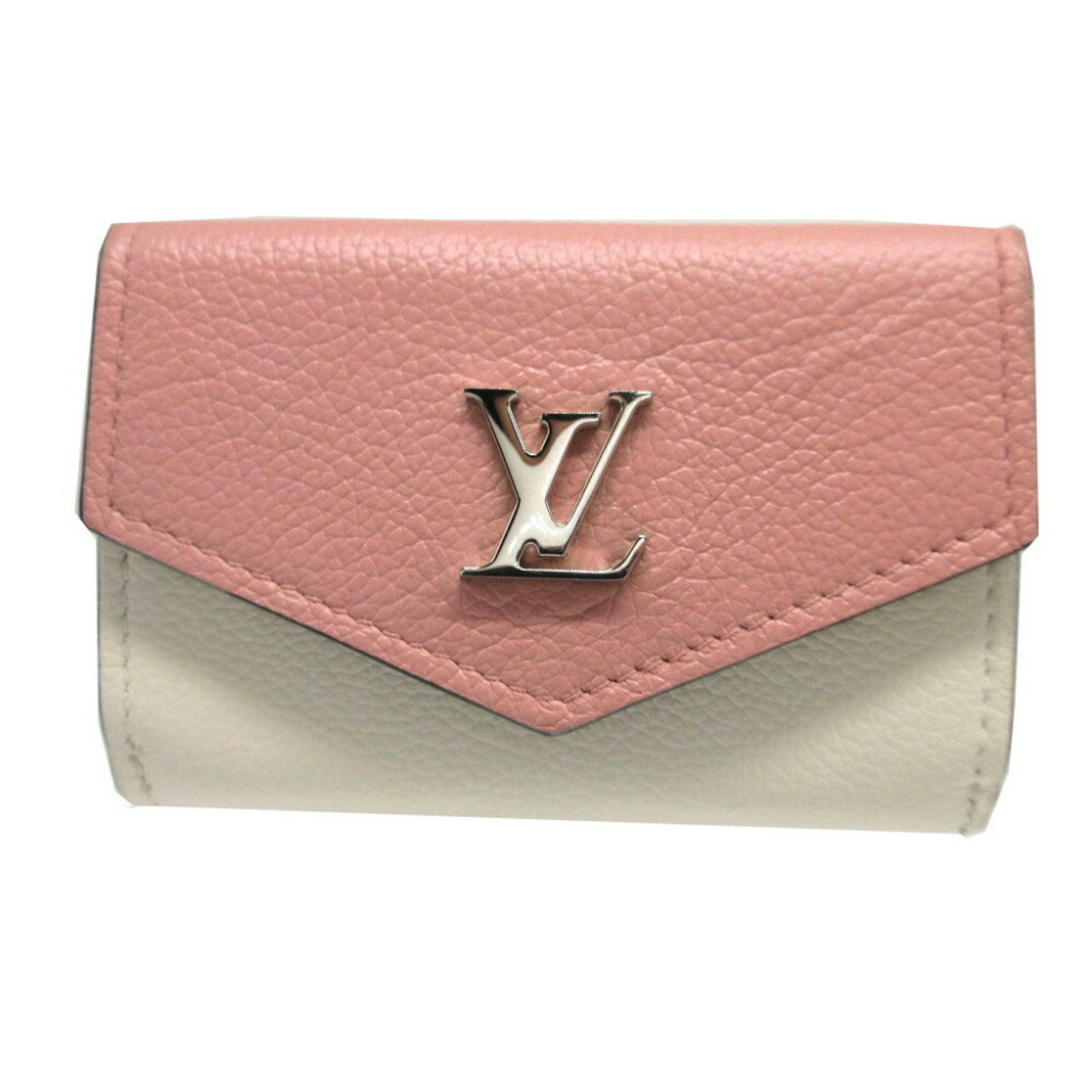 Louis Vuitton Portefeuille Lock M63978 Taurillon Leather Pink Compact Wallet 0480LOUIS VUITTON