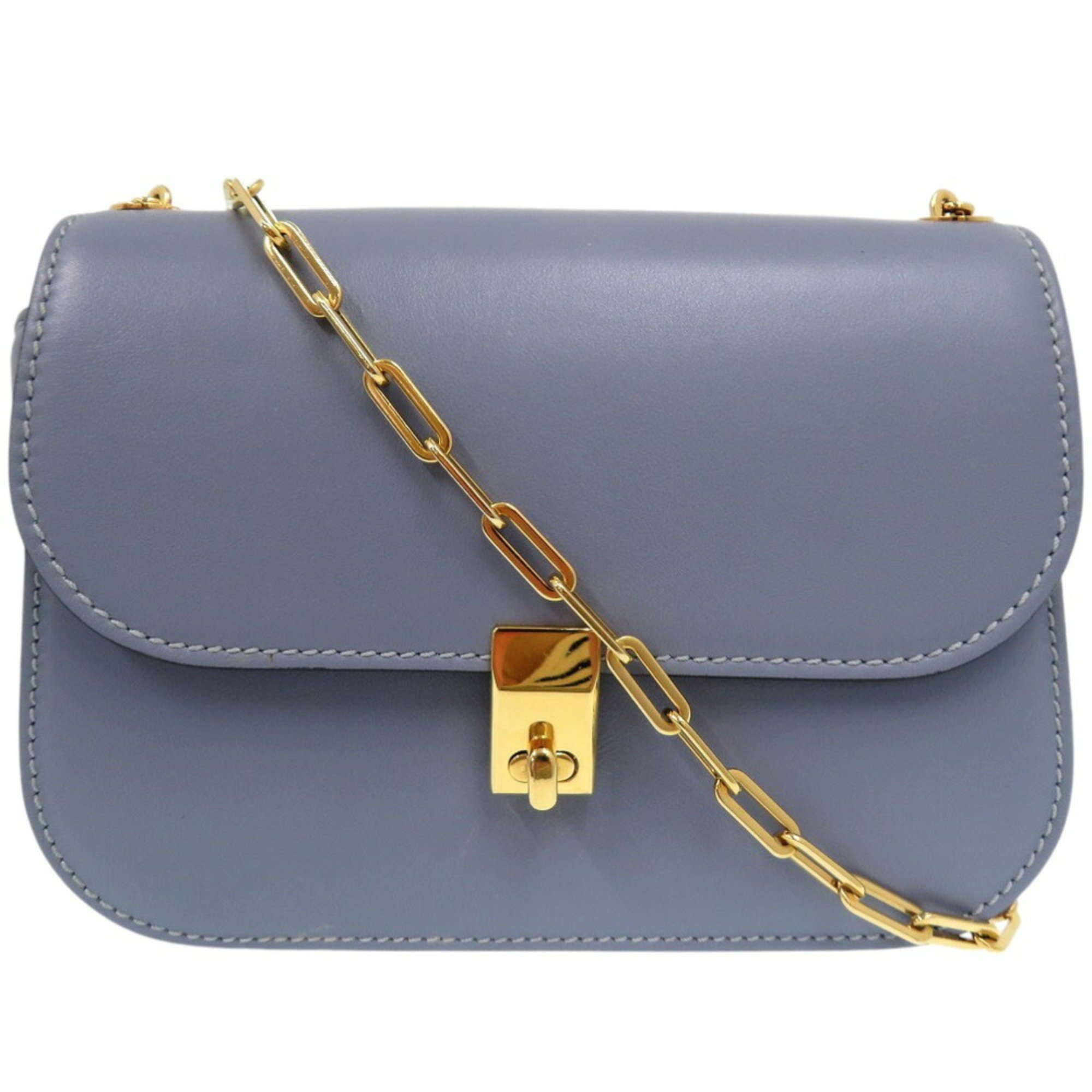 Valentino Garavani Chain Link Shoulder Bag Leather Light Blue 1313Valentino