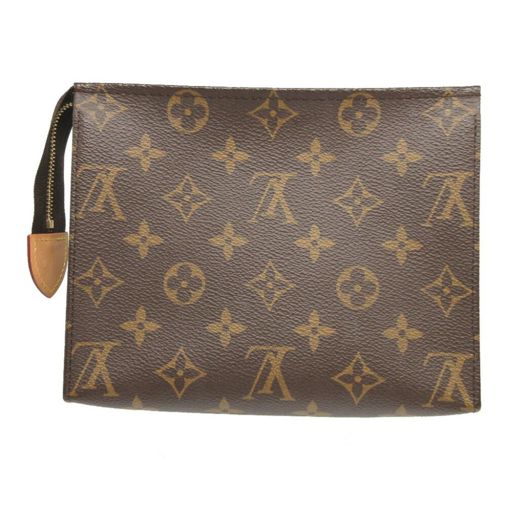 Louis Vuitton Monogram M47544 Poche Toilette 19 Brown Pouch 0581LOUIS VUITTON