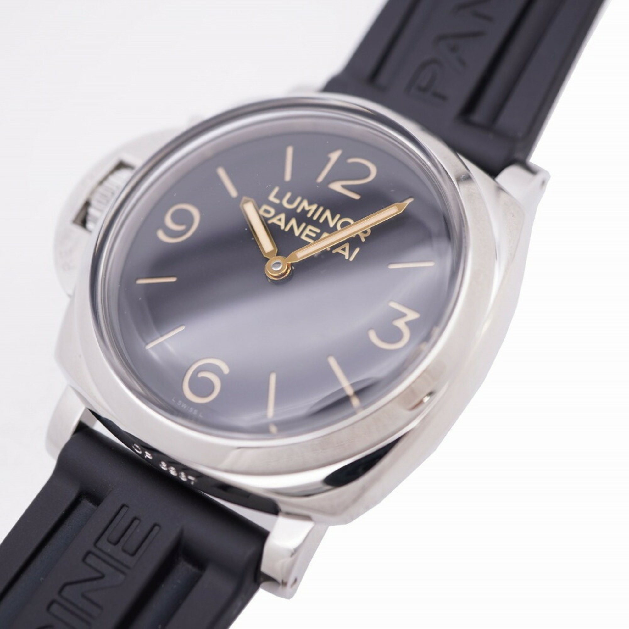 Panerai Luminor 3 Days Acciaio Left Hand PAM00557 Hand-wound Watch SS/Rubber Black 0205OFFICINE PANERAI Men's