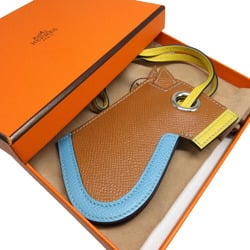 Hermes Camayle Epsom Gold Lime Azur O Stamp (2011) Bag Charm Keychain 0676HERMES