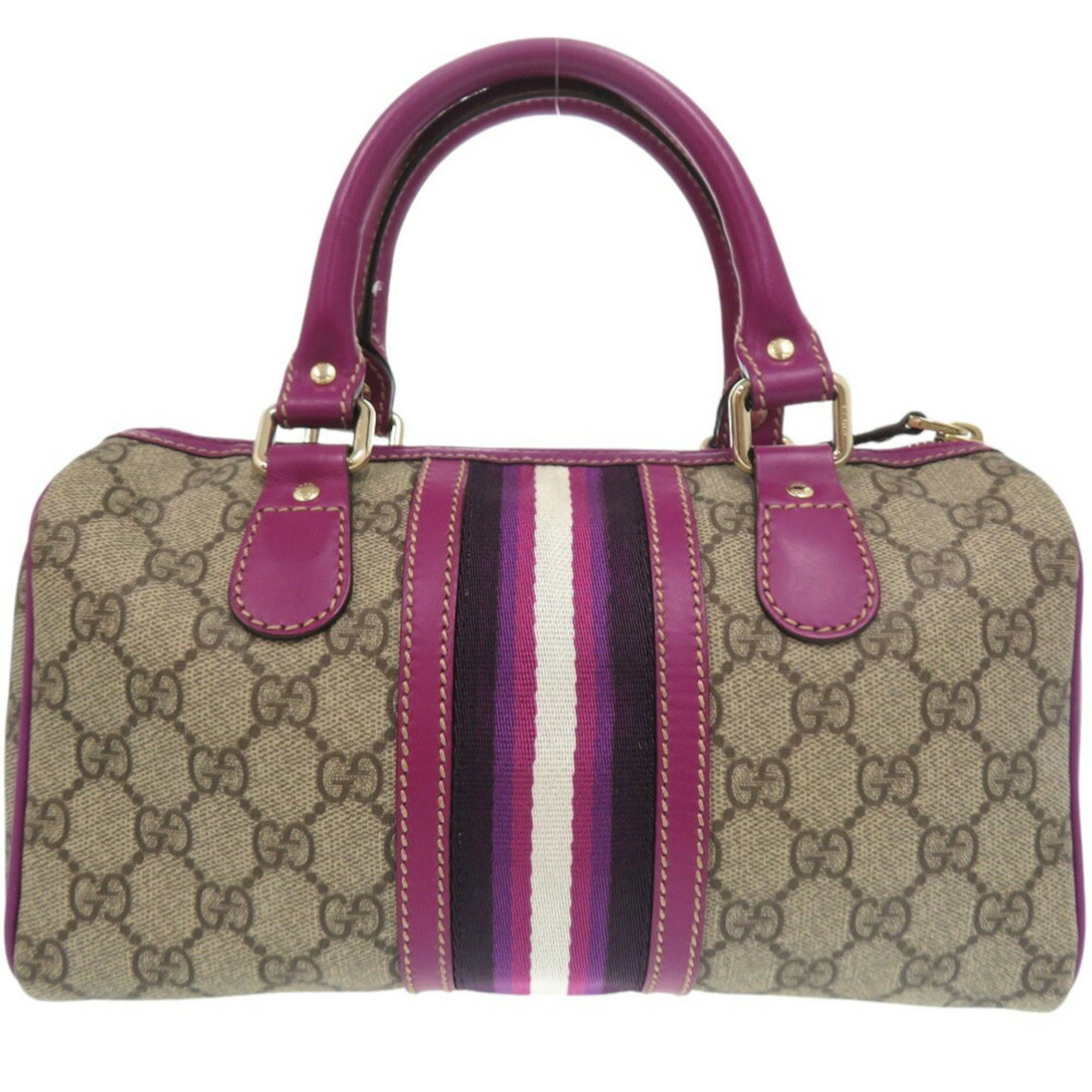 Gucci GG Supreme Boston Bag Handbag Purple Stripe 1065GUCCI