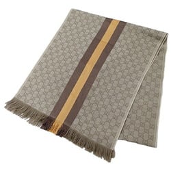 GUCCI Scarf for Women and Men, Stole with GG Pattern, Wool, Beige, Brown