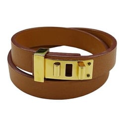 HERMES Bracelet As de Coeur Ladies GP Leather Brown T2 2-Row