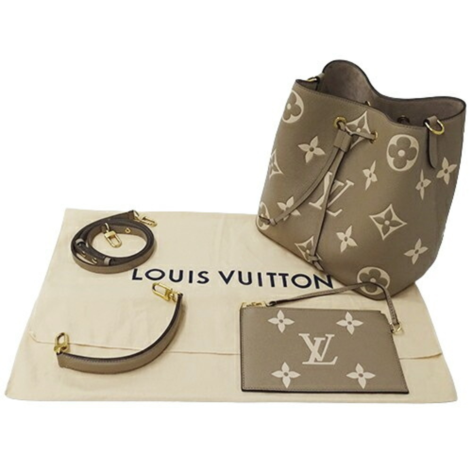 Louis Vuitton LOUIS VUITTON Bag Bicolor Monogram Empreinte Women's Handbag Shoulder 2way Neo Noe MM Tourterelle Creme M45555 Greige