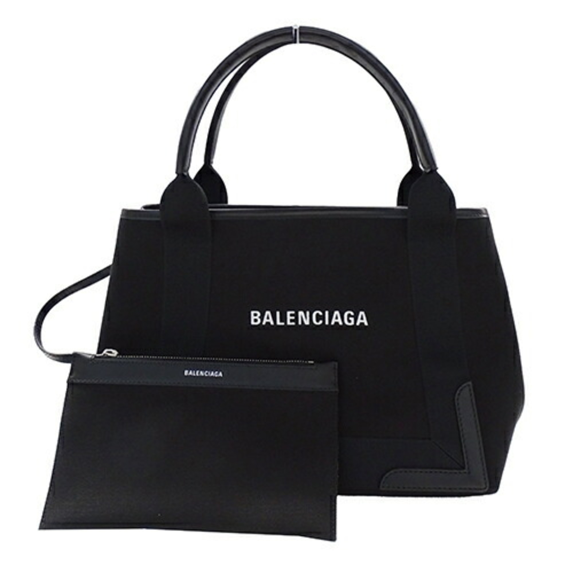 BALENCIAGA Women's Tote Bag Handbag Canvas Navy Cabas S Black 339933