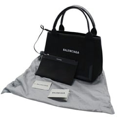 BALENCIAGA Women's Tote Bag Handbag Canvas Navy Cabas S Black 339933