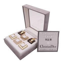 Christian Dior Dior Women's Earring Set Rhinestone Gold Square Necklace Included Interchangeable