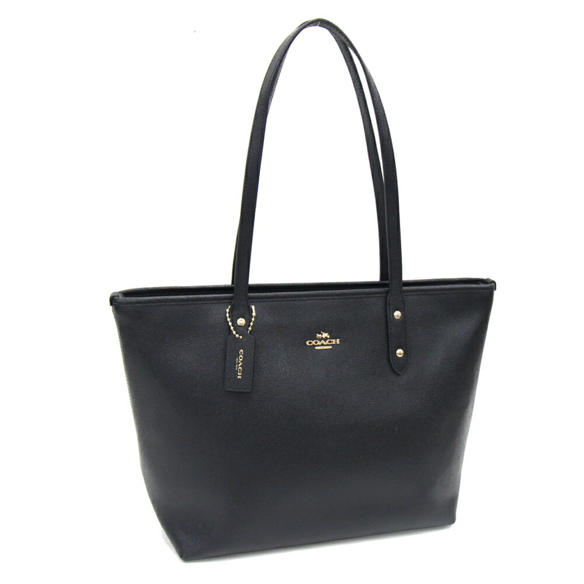 Coach Tote Bag City Zip Top F58846 Black Leather Women's COACH